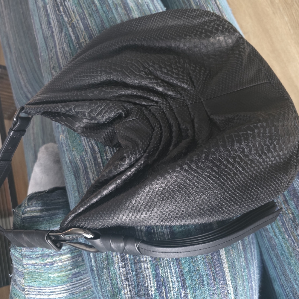 Black Textured Hobo Bag